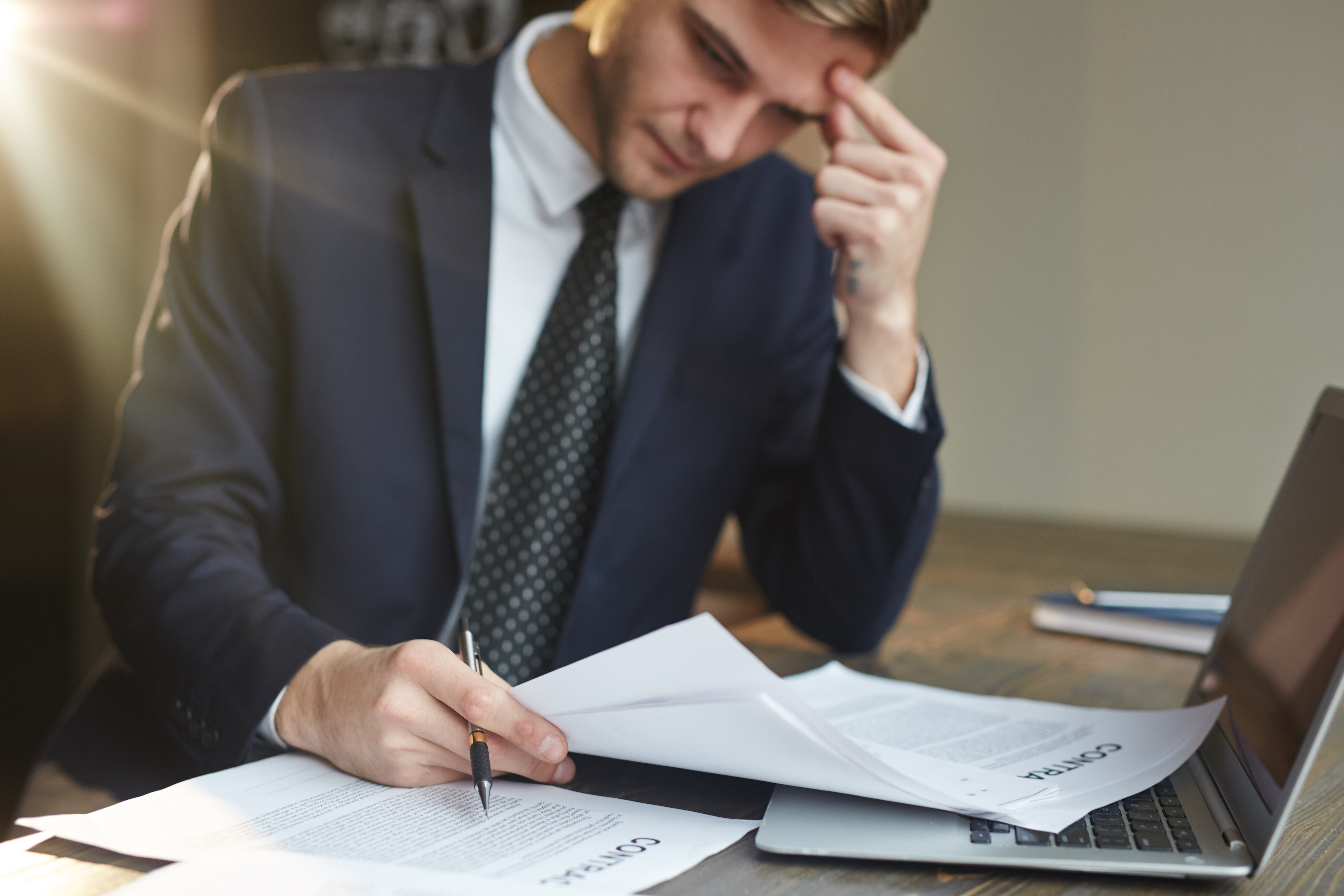 Lawyer reviewing documents